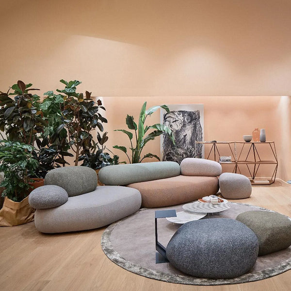 Sofá modular moderno Pebble: sofá curvo inspirado en el guijarro