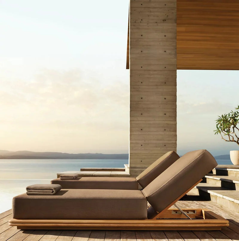 Modern Teak Sun Lounger - Main View