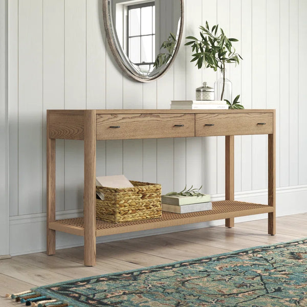 Consola moderna: versatilidad minimalista + madera maciza + cuerda natural