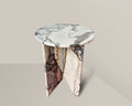 Elephant White Marble Round Side Table - View 1
