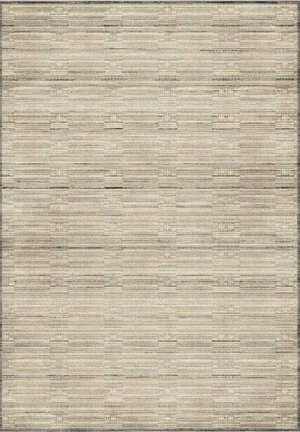Alfombra moderna beige lineal con patrón de rayas sutilmente texturizado
