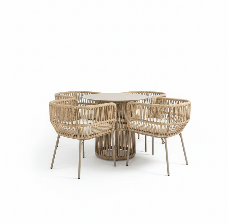 Modern Outdoor Rope Dining Set - Main View
