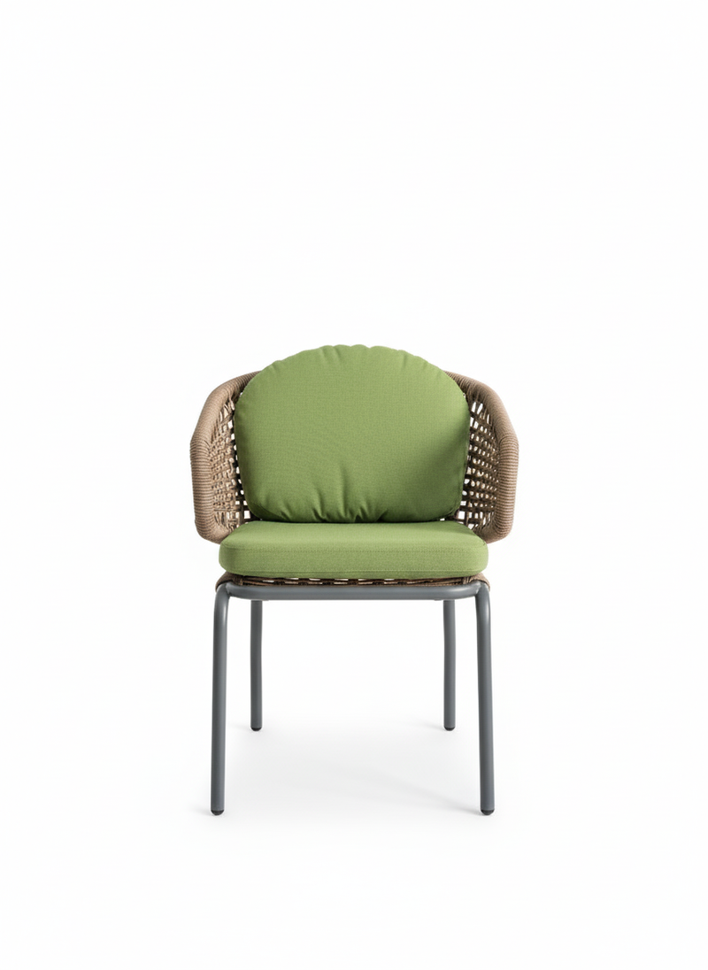 Set da pranzo moderno da bistrot: eleganza contemporanea + alluminio di alta qualità + corda in olefina + impermeabile