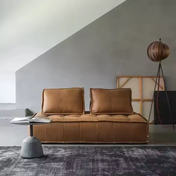 Sofá modular seccional de cuero moderno: chaise longue capitoné extragrande