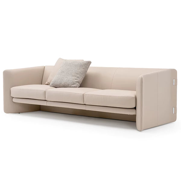 Sofá moderno de cuero beige: sofá minimalista de 3 plazas