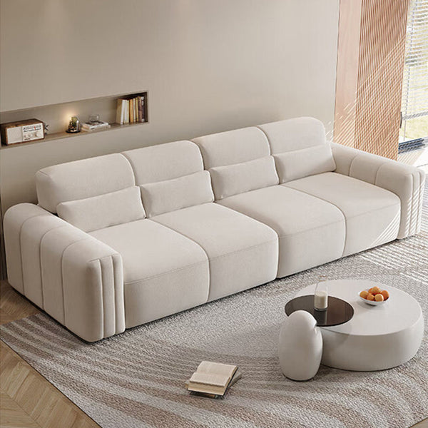 Sofá moderno tapizado en blanco: sofá modular de felpa con asiento profundo para salas de estar contemporáneas