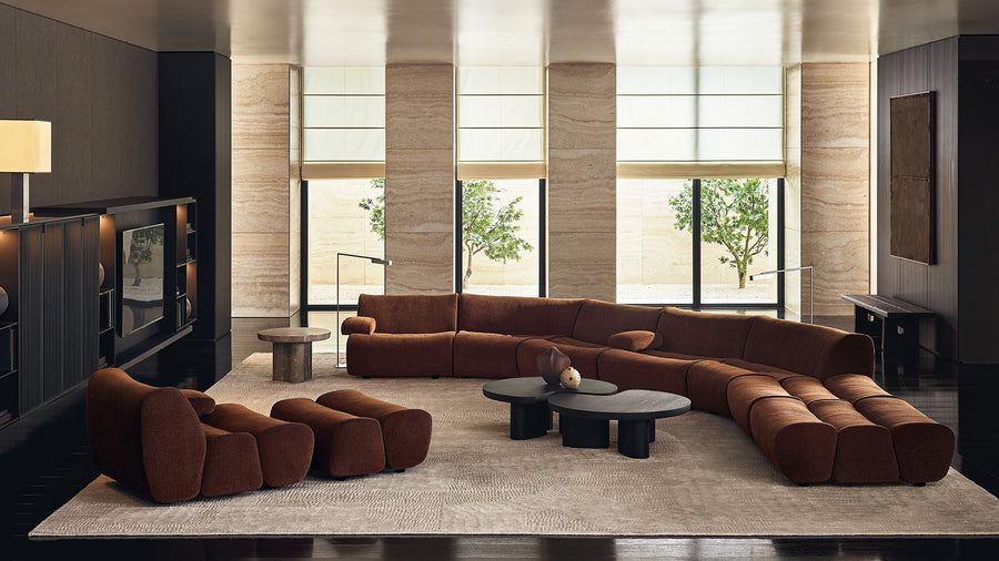 Iconic Curved Brown Modular Sofa