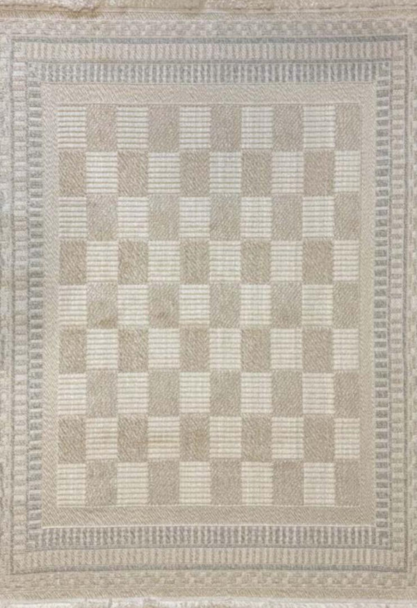Alfombra moderna con textura de rombos: diseño geométrico en crema y beige