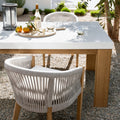 Larnaca Outdoor Teak Fiberstone Dining Table