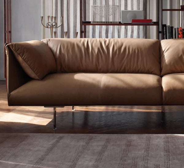 Luxury Italian Tan Leather Sofa