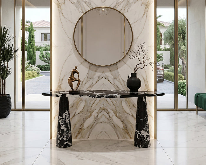Marble Console Table with Noir Grand Antique Long Design - View 3