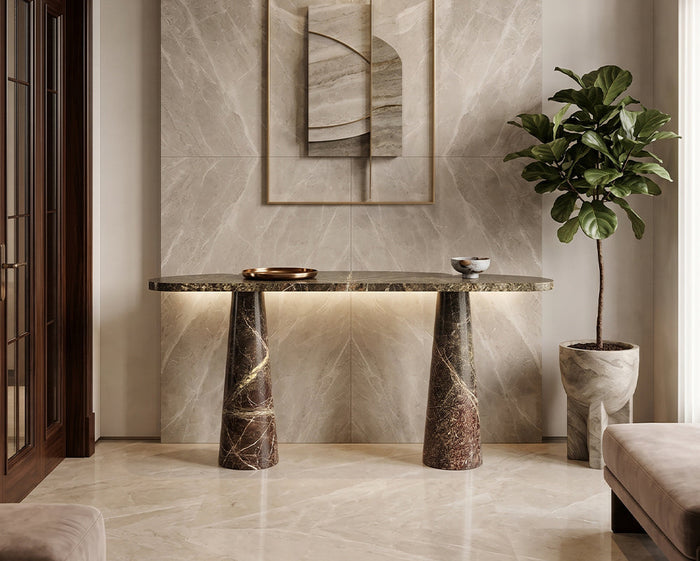 Marble Console Table with Rainforest Green - View 3