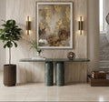 Marble Console Table with Verde Guatemala - View 2