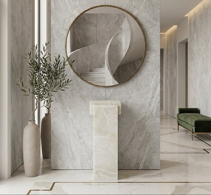 Marble Console Table with Vertical White Jade - View 2