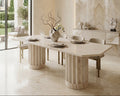 Marble Dining Table with Travertine Columns - View 3