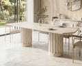 Marble Dining Table with Travertine Columns - View 2