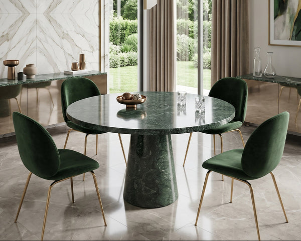 Marble Dining Table with Verde Guatemala - View 2