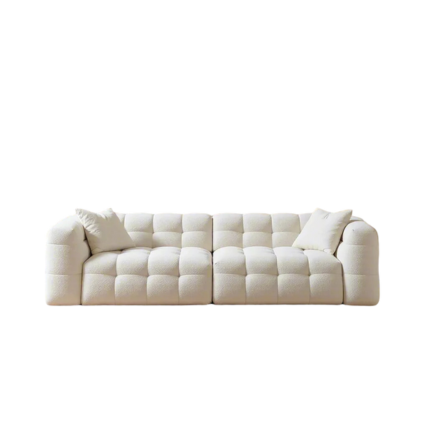 Sofá Nube Tapizado en Bouclé Blanco – Para Salas Contemporáneas