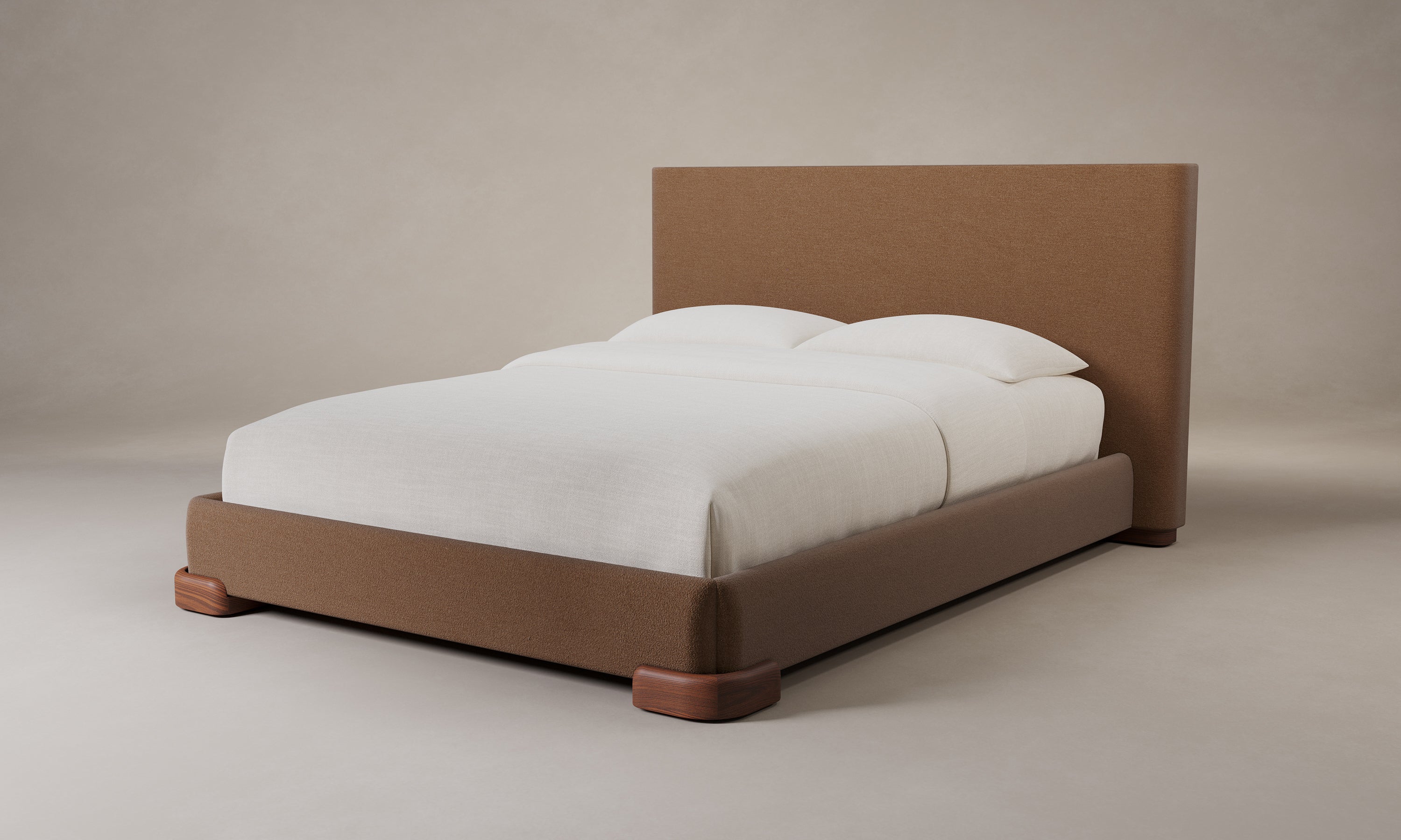 Maxime upholstered bed in walnut, traditional elegance