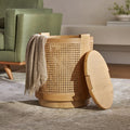 Mesa auxiliar de tambor de madera minimalista