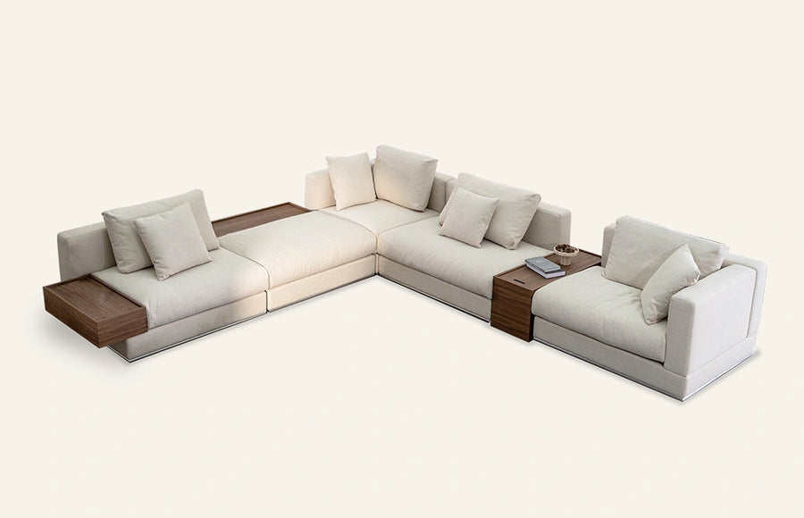 Modern L-Shape Sofa with Side Table