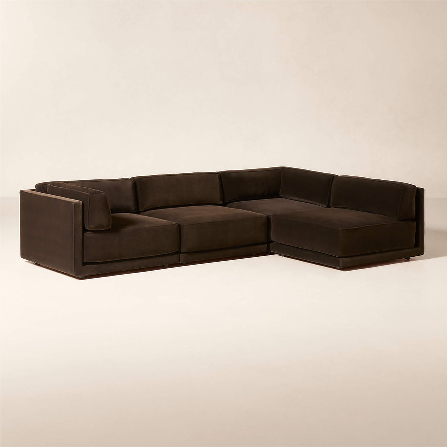 Modern Modular Velvet L-Shape Sectional Sofa