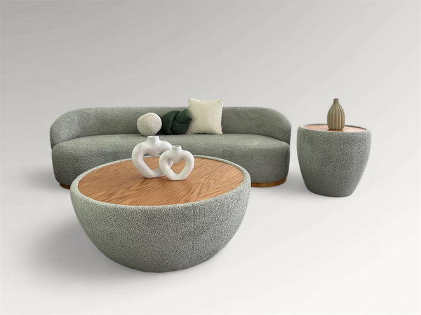Modern Curved Bouclé Sofa Set