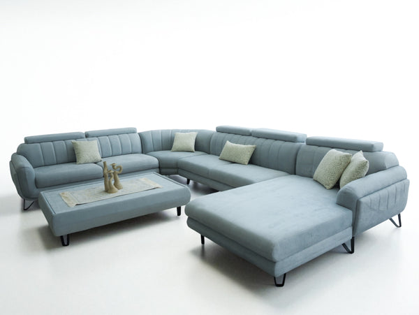 Modern Light Blue Modular Sectional Sofa