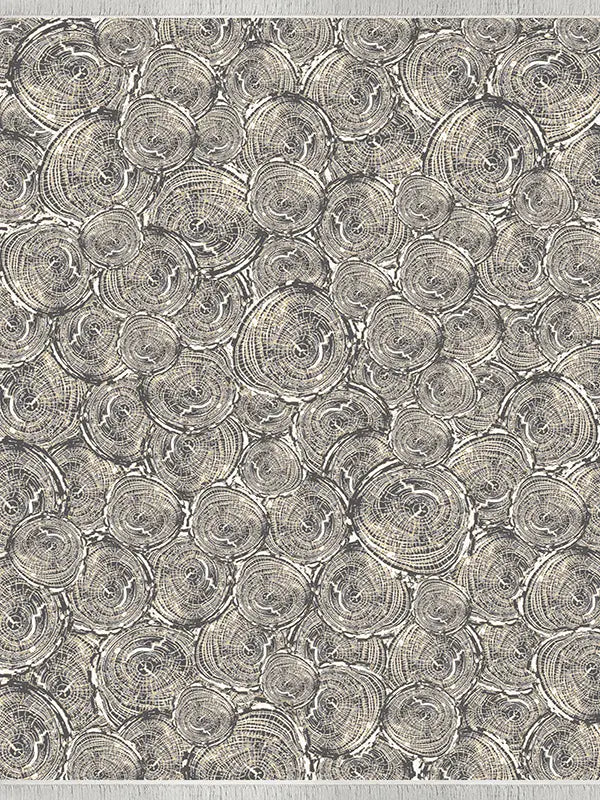Alfombra moderna con diseño de anillos de árbol: alfombra neutra de inspiración natural con textura orgánica