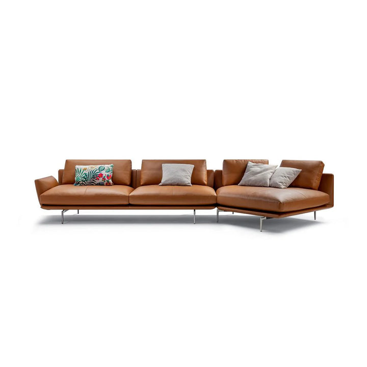 Modern Tan Leather Sofa