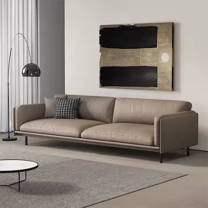 Modern Taupe Leather Sofa