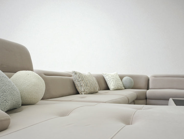 Modern light Grey L-Shaped Modular Sectional Sofa