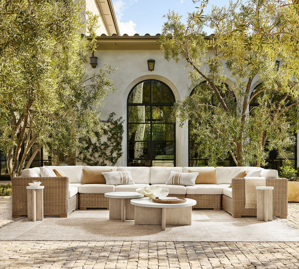 Modular Wicker and Aluminum Sectional Seating