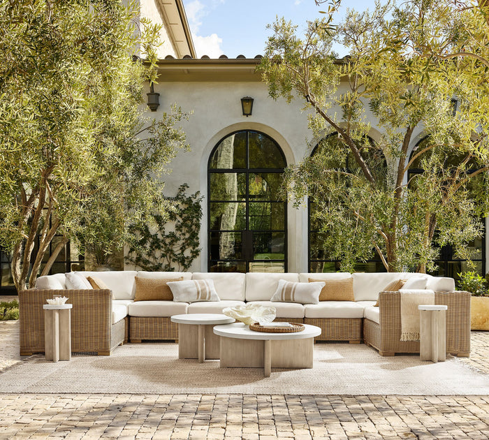 Modular Wicker and Aluminum Sectional Seating