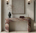 Monica Red Marble Console Table - View 3