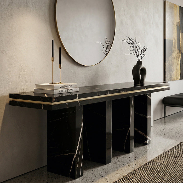 Nero Dorato Marble Console Table - View 2