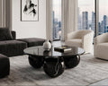 Nero Marquina-China Round Marble Coffee Table With Ball Legs - View 3