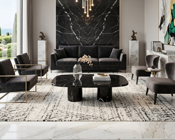 Nero Marquina- China Low Marble Coffee Table - View 3