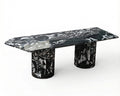 Noir Grand Antique Marble Dining Table with Roman C1olumn Legs - View 