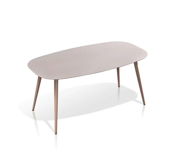 Mesa de comedor moderna de aluminio para exteriores: durabilidad minimalista