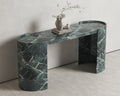 Oval Marble Console Table with Hollow Semi-Cylindrical Legs - View 2
