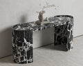 Oval Marble Console Table with Hollow Semi-Cylindrical Legs - View 3