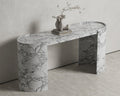 Oval Marble Console Table with Hollow Semi-Cylindrical Legs - View 4