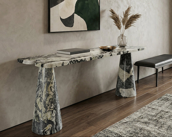 Picasso White Marble Console Table - View 2