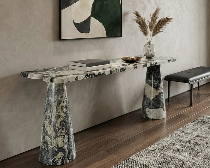 Picasso White Marble Console Table - View 2