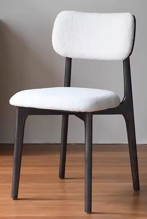 Silla de comedor moderna de bouclé: comodidad elegante, madera maciza y tela de primera calidad
