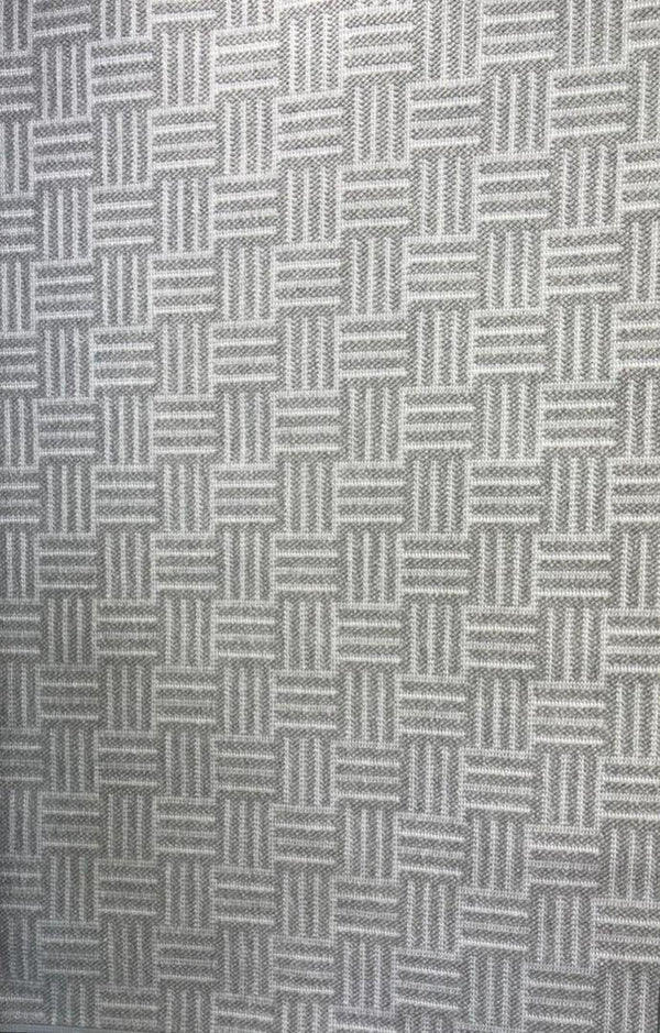Alfombra moderna de tejido de cesta gris con textura de cuadrícula geométrica