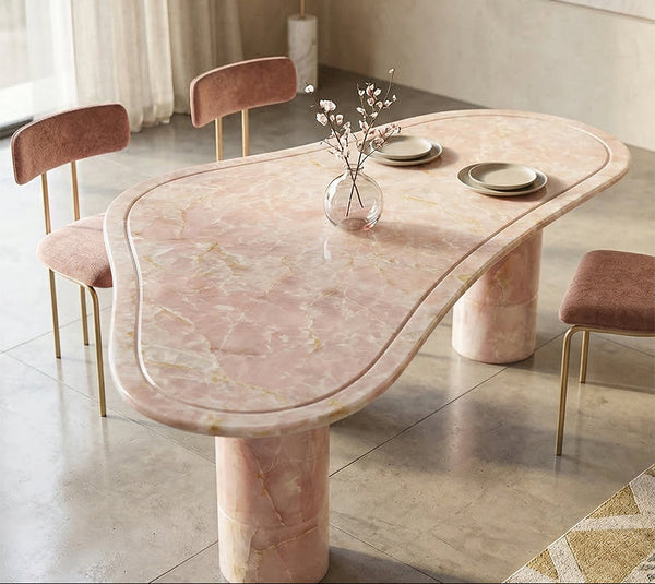 Pink Jade Marble Dining Table - View 2