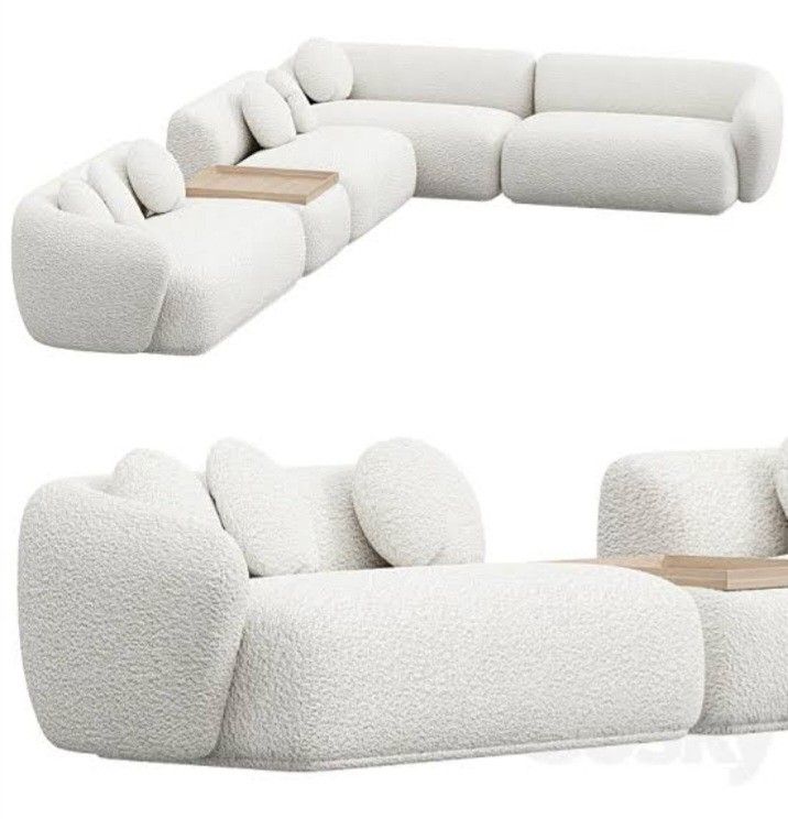 Premium White Bouclé L-Shape Sectional Sofa