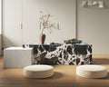 Rectangular Color-Blocked Marble Coffee Table - View 1